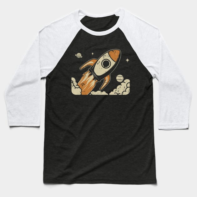 Vintage rocket Baseball T-Shirt by zeevana